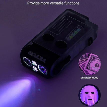 VEVOR Rechargeable Keychain Flashlight, Mini LED Flashlight with 13 Lighting Modes, Portable Pocket Flashlight with Clip, Magnetic Tail & 180° Rotating Head for Everyday Carry, Camping, Emergencies