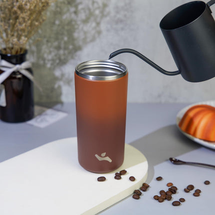 Konokyo Tumbler with Lid, 16 oz Travel Coffee Mug Double Wall Vacuum Stainless Steel Thermal Metal Cup Insulated Water Bottle,Caramel