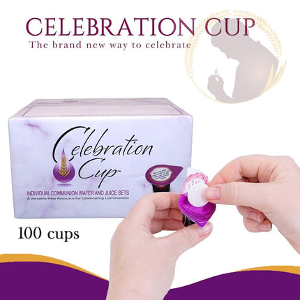 Celebration Cup Pre-Filled Communion (Box of 100). Wafer & Juice All in One Communion Set