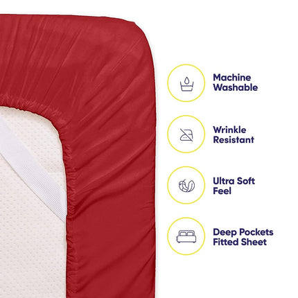 Full Size Bed Sheets - 6 Piece 1500 Supreme Collection Fine Brushed Microfiber Deep Pocket Full Sheet Set Bedding - 2 Extra Pillow Cases, Great Value, Full, Samba Red