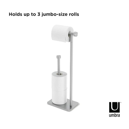 Umbra Cappa Toilet Paper Stand, Freestanding Metal with Reserve, Nickel