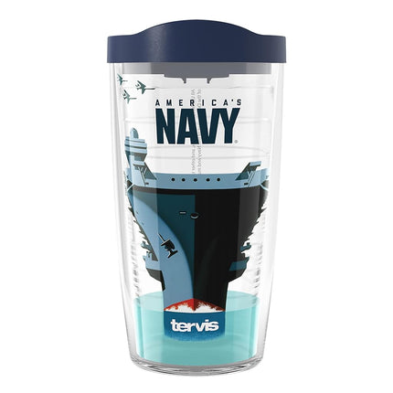 Tervis Navy Carrier Made in USA Double Walled Insulated Tumbler, 16oz, Classic