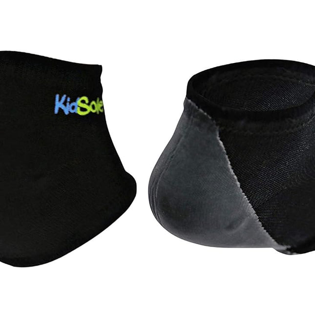 KidSole Gel Heel Strap for Kids with Heel Sensitivity from Severs Disease, Plantar Fasciitis. (Black) (Teenager Sizes 6-8, Black)