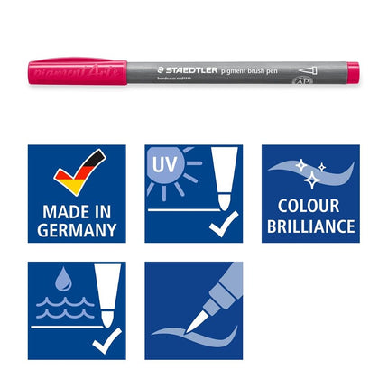 STAEDTLER 371 C12-4 Pigment Arts Brush Pen - Assorted Portrait Colours (Pack of 12)