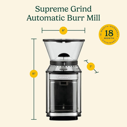 CUISINART Coffee Grinder, Electric Burr One-Touch Automatic Grinder with18-Position Grind Selector, Stainless Steel, DBM-8BKSP1, Black
