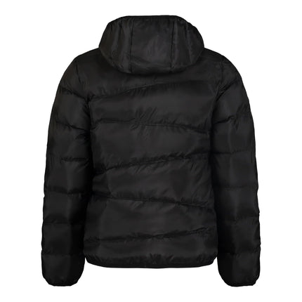 Under Armour Prime Puffer para niña, bolsillos delanteros y capucha, ligero y repelente al agua, negro, 4
