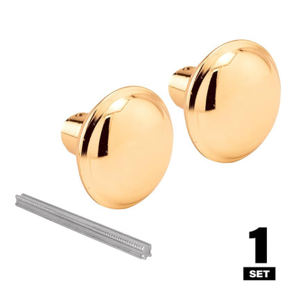 Prime-Line Products E 2280 Prime-Line Door Knob Set, 1-3/4 in Projection, 2-1/4 in Dia, Brass Plated Finish/Steel, 2-1/4"