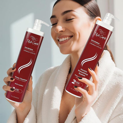 I Belli Capelli Ravenna Professional Keratin, Long-lasting Straightening Effect - Cirugia Capilar - Celulas Madres Straightener System - 2x1L/33.8
