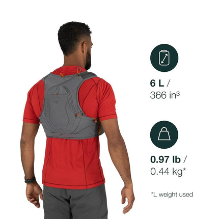 Chaleco de hidratación para correr Osprey Duro 6L para hombre con depósito Hydraulics, Seaweed Green/Limon, Small