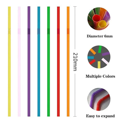 1000 Counts Flexible Bendable Plastic Drinking Straws 6mm Diameter 8.27 Inch Length Disposable Straws for Home Party Restaurant Coffee Juice Drinks