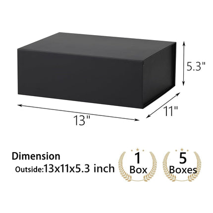 MUMUPACK Black Gift Box,13x11x5.3 Large Gift Boxes With Lids For Presents Includes Ribbon And Diy Printable Sticker Paper,Bridesmaid Proposal Box,Magnetic Gift Box For Birthday,Wedding,Graduation