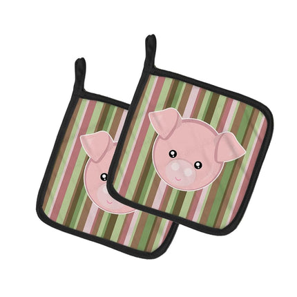 Caroline's Treasures BB6930PTHD Pig Face Pair of Pot Holders, 7.5 x 7.5, Multicolor