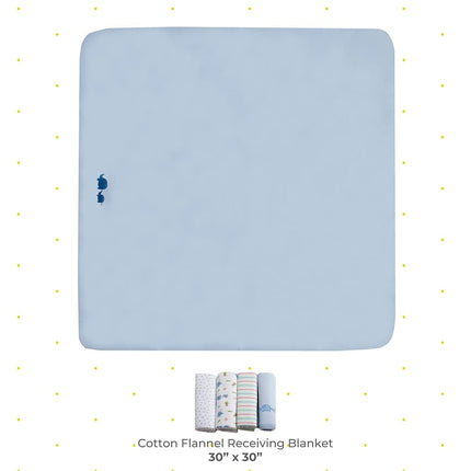 Spasilk Baby-Boy Newborn 4 Pack Flannel Receiving Blanket, Blue Elephant, 30 Inchx30 Inch