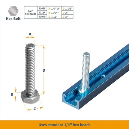 POWERTEC 71118-P3, 6 Pack, 24 Inch Double-Cut Profile Universal T-Track with Predrilled Mounting Holes, Aluminum T Track for Woodworking Jigs and Fixtures, Drill Press Table, Router Table, Workbench