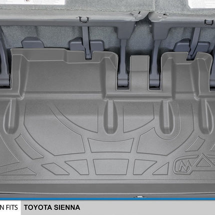Tapis de coffre SMARTLINER derrière la 3ème rangée Gris pour Toyota Sienna 2011-2019 sans sièges de 3ème rangée rabattables électriquement