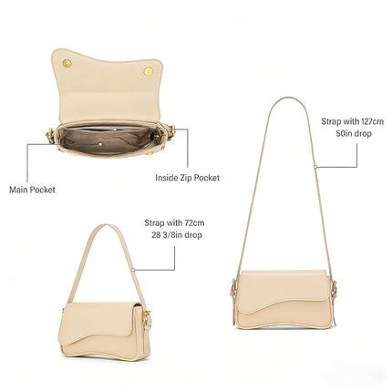 Amszke Shoulder Bag for Women Y2K Crossbody Purse PU Leather Underarm Handbag 2 Adjustable Strap for Daily Commute Travel, Nude, Small