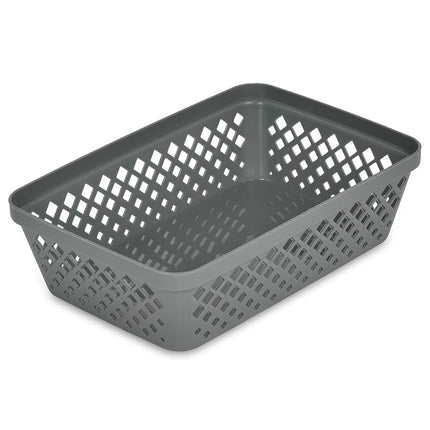 Glad Plastic Storage Basket Set - Multipurpose Drawer Trays, Kitchen Pantry Containers, and Bathroom Bins - 6 Pack Medium Organizers, Grey