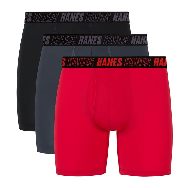 Hanes Men's Moves Performance Boxer Brief, Total S