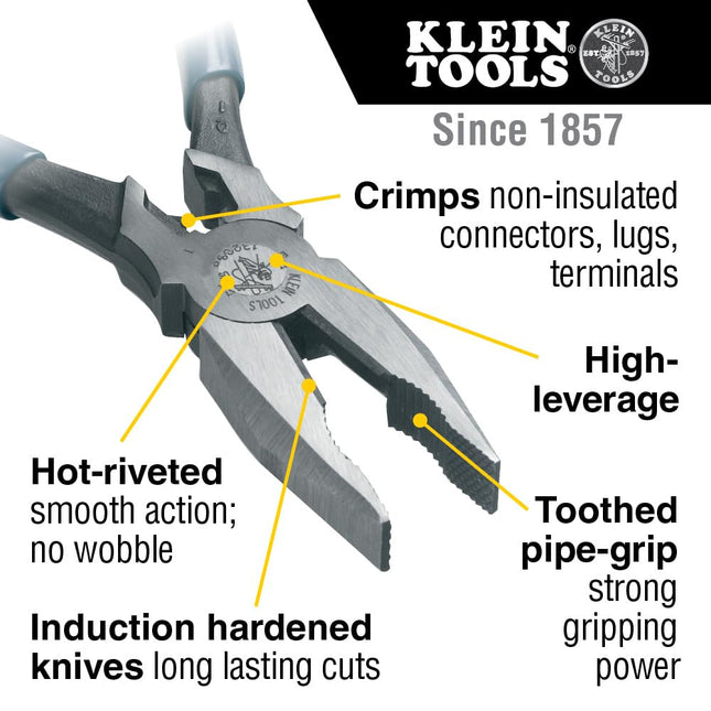 Klein Tools 12098 Combination Pliers, 0 V, Blue/Silver, 219 mm