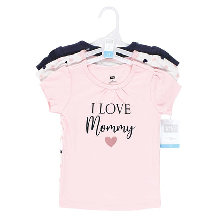Hudson Baby Unisex Baby Camisetas de Manga Corta, Niña Mami Rosa Marino, 4T