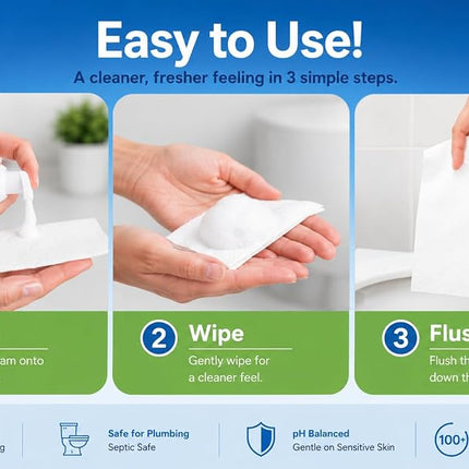 Refresh Liquid Wipe, Toilet Paper Foam (10.14 Fl Oz (Combo Pack), Original Foam)