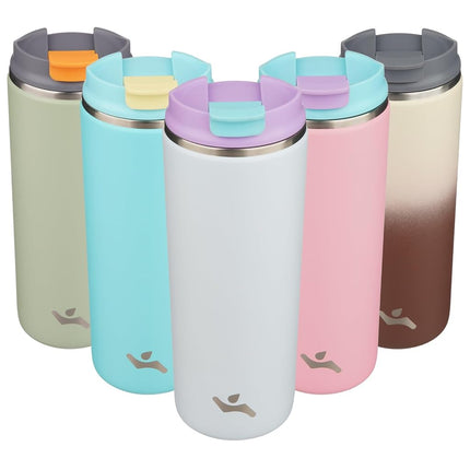 Konokyo Tumbler with Lid, 16 oz Travel Coffee Mug Double Wall Vacuum Stainless Steel Thermal Metal Cup Insulated Water Bottle,Haze Ash