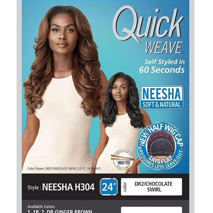 Outre Synthetic Quick Weave Half Wig - NEESHA H304 (Color:DR2/CHOCOLATE SWIRL)