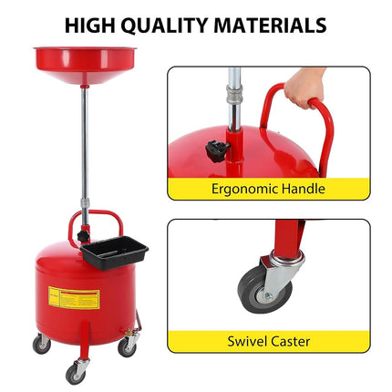 Vidangeur et extracteur d'huile par aspiration de 30 litres, vidangeur pneumatique, vidangeur à air pour changement d'huile, conteneur de vidange d'huile portable, réservoir de vidange d'huile avec entonnoir réglable