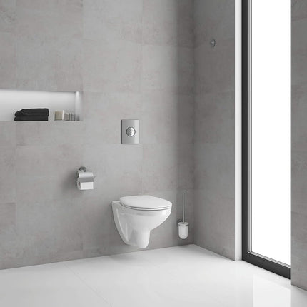 GROHE Essentials Cube - Toilet Brush Set - Material: Glass and Metal - Wall Mounted - Concealed Fastening - Durable Sparkling Sheen - Chrome - 40513001