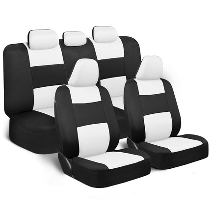 BDK PolyPro Car Seat Covers Full Set in White/Blac
