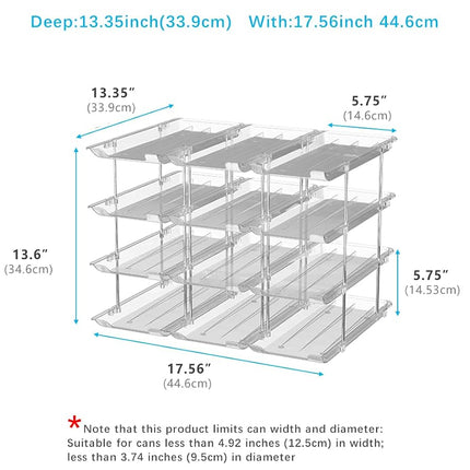 STORICANS Can Storage Organiser for Pantry,Adjustable Height and Width Canned Goods Organiser, Soup Can Organiser Holds Up to 48 Cans Food Dispenser Holder for Fridge,Kitchen Cabinet,3 Tier(3 * 4)