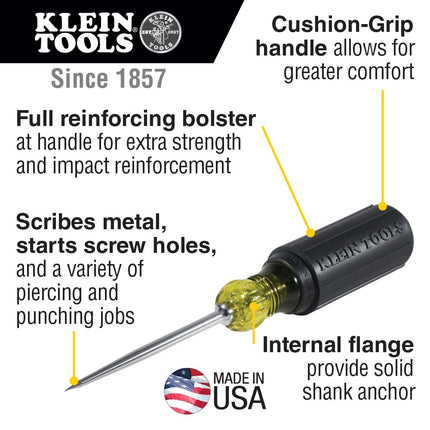 Scratch Awl with 3-1/2-Inch Shank and Cushion Grip Klein Tools 650