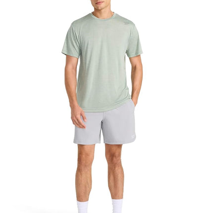 Reebok Apparel Mens Dash Short Sleeve Crewneck T-Shirt, Standard Fit, Breathable Stretch Fabric, Iceberg Green Heather, Large