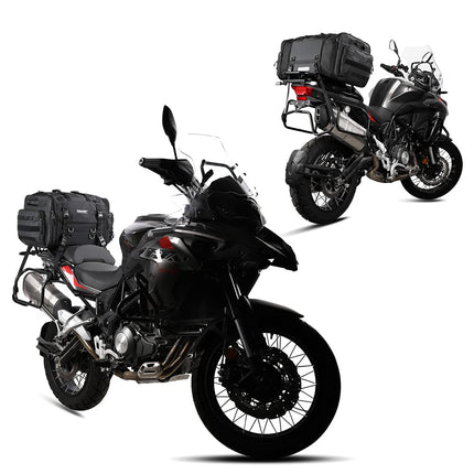 Rhinowalk Motorcycle Travel Luggage, Expandable Motorcycle Tail Bag 60L,Waterproof All Weather/Trunk/Rack Bag with Sissy Bar Straps-Black