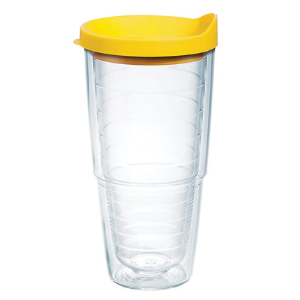 Tervis Clear & Colorful Lidded Made in USA Double Walled Insulated Tumbler Travel Cup Keeps Drinks Cold & Hot, 24oz, Orange Lid