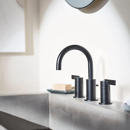 Moen T6222BL CIA Collection 8 in. Widespread 2-Handle High-Arc Bathroom Faucet Trim Kit, Valve Required, Matte Black