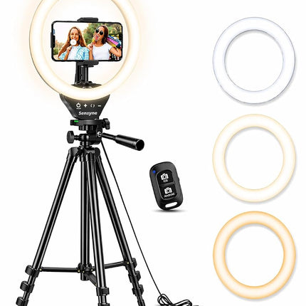 10'' Ring Light with 50'' Extendable Tripod Stand,