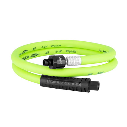 Tuyau d'air fouet pivotant Flexzilla, 3/8 po x 4 pi (pivot à bille MNPT 1/4" x embouts FNPT 1/4"), robuste, léger, hybride, ZillaGreen - HFZ3804YW2B