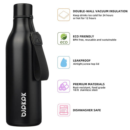 BJPKPK 25oz Insulated Water Bottle, Stainless Steel Bottle with Carry Strap