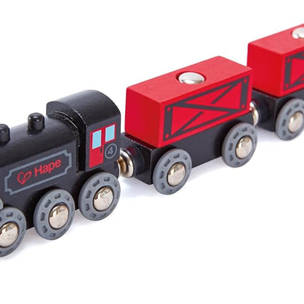 Hape Steam-Era Freight Train - Wooden Railway Set Accessories