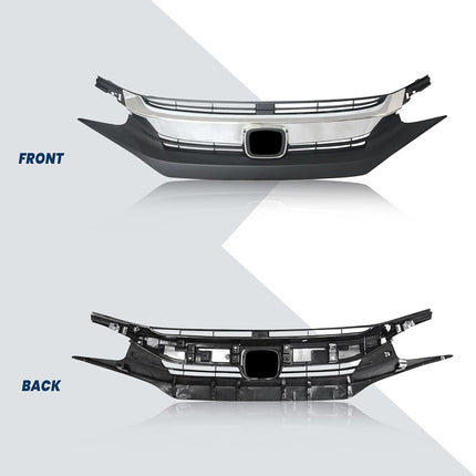 Calandre avant Kspeed pour Honda Civic 2016 2017 2018, noire avec moulure chromée, pièce de remplacement pour calandre supérieure avant