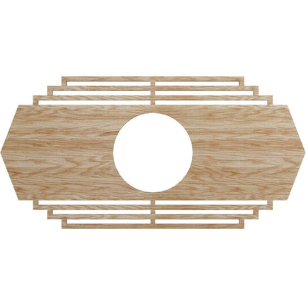 Ekena Millwork 16"W x 8"H x 4 1/4"ID x 1/4"T Chrysler Wood Fretwork Pierced Ceiling Medallion, Red Oak