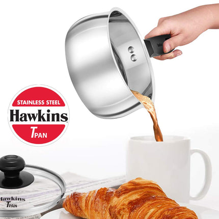 Hawkins Futura Steel Tea Pan with Glass Lid, 1.0 Litre Capactiy