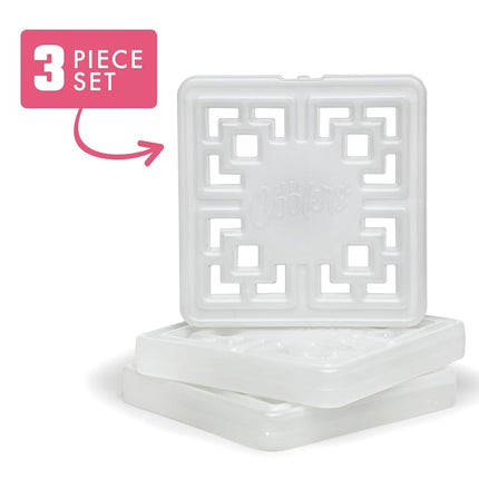 Cool Coolers Fashion Ice by Fit & Fresh, 3 Pack Large Slim Ice Packs, Unique Ice Pack Design for Womens Lunch Bag, Space Saving Reusable Freeze Blocks for Lunch Boxes, Cooler, Pearl White, 3PK
