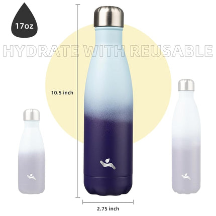 Konokyo Insulated Water Bottles,17oz Double Wall Stainless Steel Vacumm Metal Flask for Sports Travel,Ocean Dream
