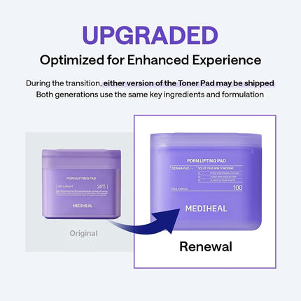 MEDIHEAL PDRN Lifting Toner Pads, Pore & Wrinkle Care (100 Count)