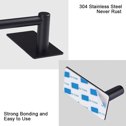 NearMoon Self Adhesive Bathroom Towel Bar- Stainless Steel Bath Wall Shelf Rack Hanging Towel Stick On Sticky Hanger Contemporary Style, NO Drilling (1 Pack, Matte Black, 9-Inch Towel Rack)