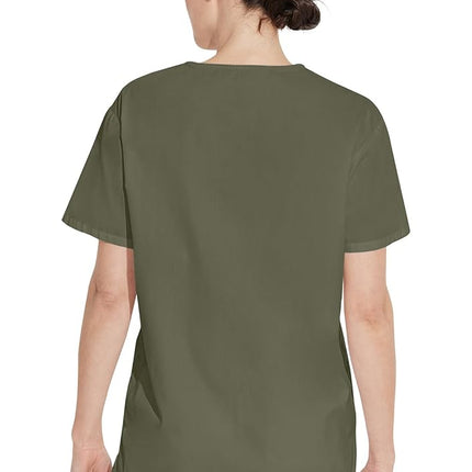 Dickies Men's Big & Tall V-Neck Scrub Double Chest Pocket Top Medical Shirt, Olive, 3XL