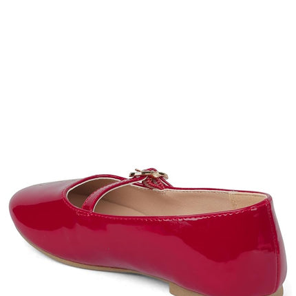 Gymboree Girl's Toddler Dressy Ballet Flat, Apple Red, 2 Wide Big Kid