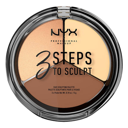 NYX PROFESSIONAL MAKEUP 3 Steps to Sculpt, Face Sculpting Contour Palette - Light